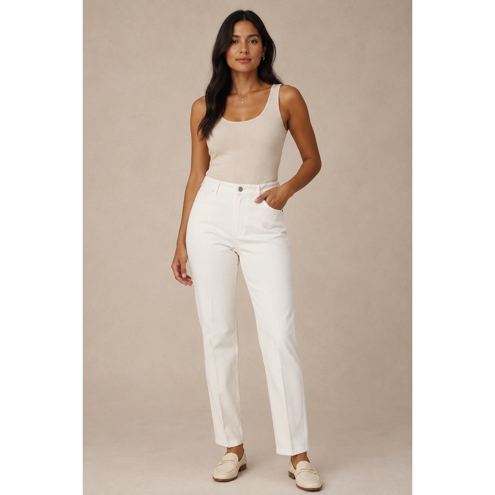 Lafayette 148 New York Thompson Cream Slim Leg Stretch Pants Womens 12